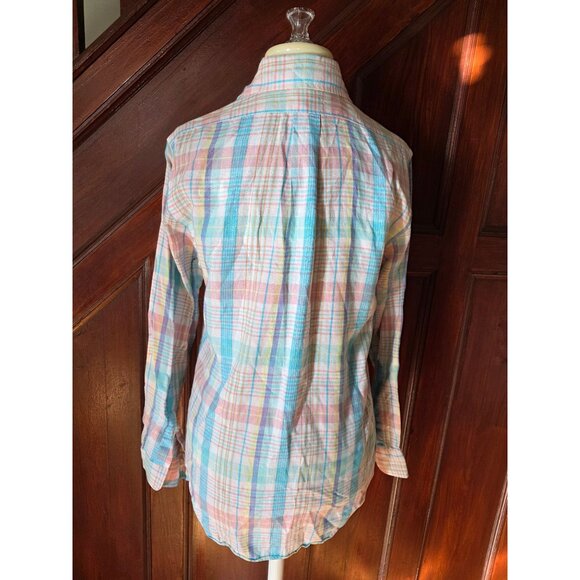 Brooks Brothers Small Pastel Plaid Irish Linen Button up Shirt Multicolor - Picture 3 of 8